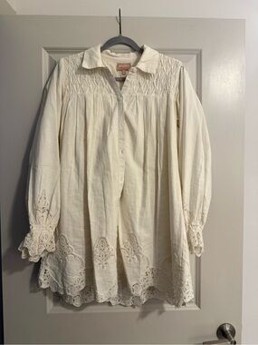 Show Me Your MuMu Cream Mini Dress with Lace Trim